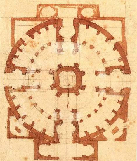 Michelangelo Buonarroti Plan for a Church china oil painting image
